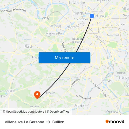 Villeneuve-La-Garenne to Bullion map