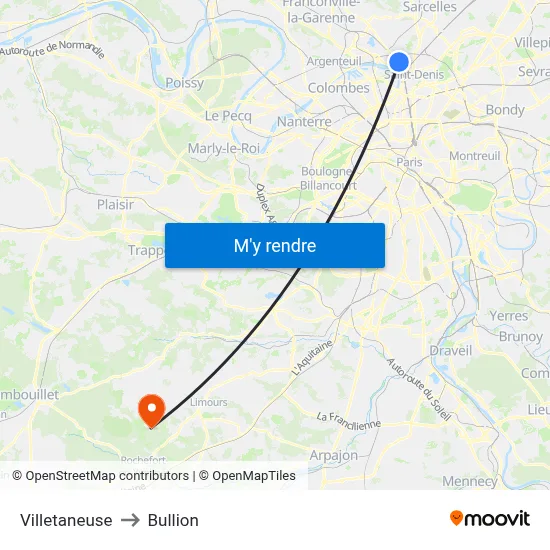 Villetaneuse to Bullion map