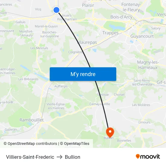 Villiers-Saint-Frederic to Bullion map