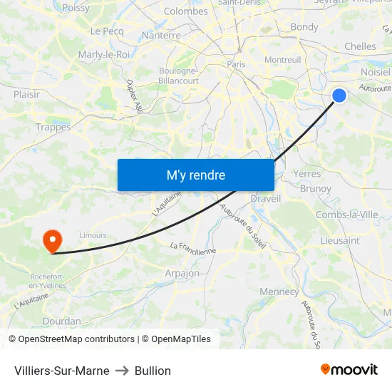 Villiers-Sur-Marne to Bullion map