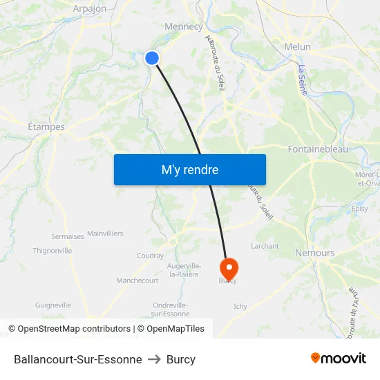 Ballancourt-Sur-Essonne to Burcy map