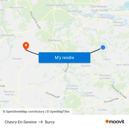 Chevry-En-Sereine to Burcy map