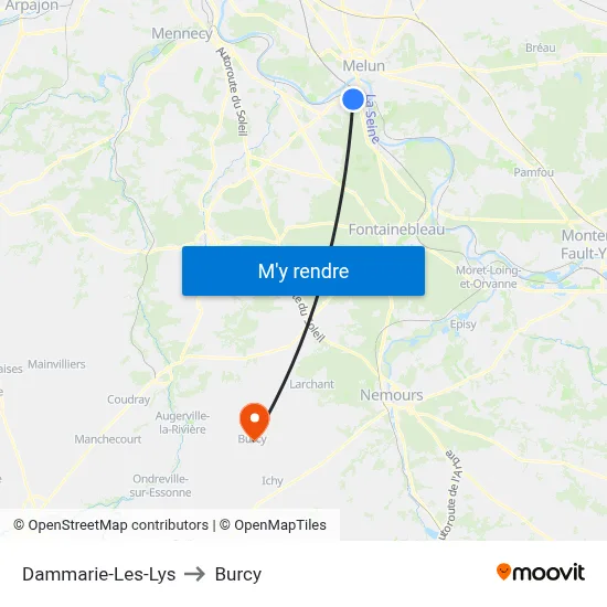 Dammarie-Les-Lys to Burcy map