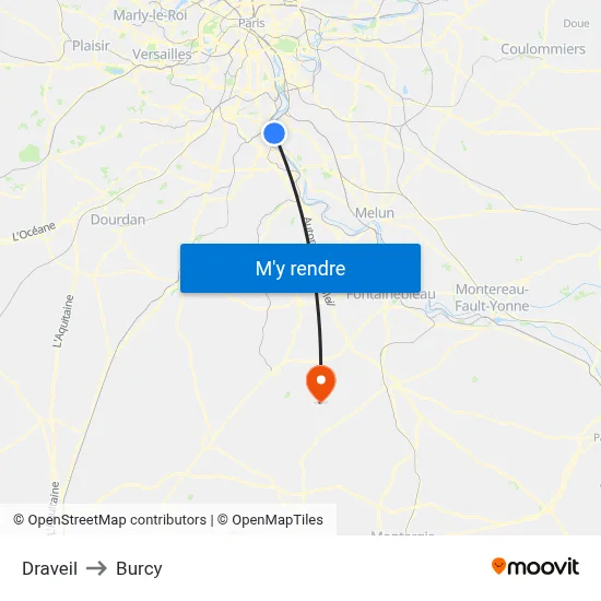 Draveil to Burcy map