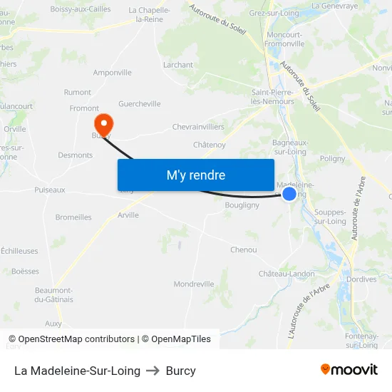 La Madeleine-Sur-Loing to Burcy map
