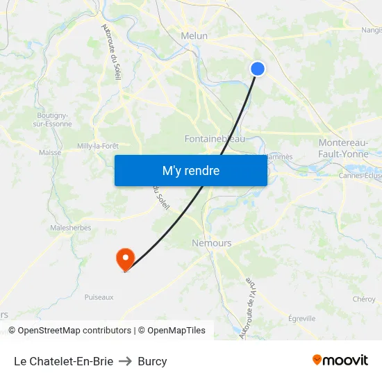 Le Chatelet-En-Brie to Burcy map