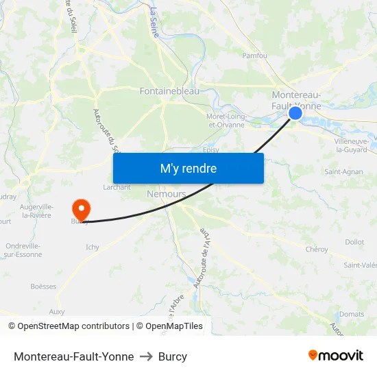 Montereau-Fault-Yonne to Burcy map