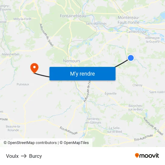 Voulx to Burcy map