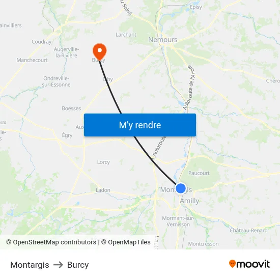 Montargis to Burcy map