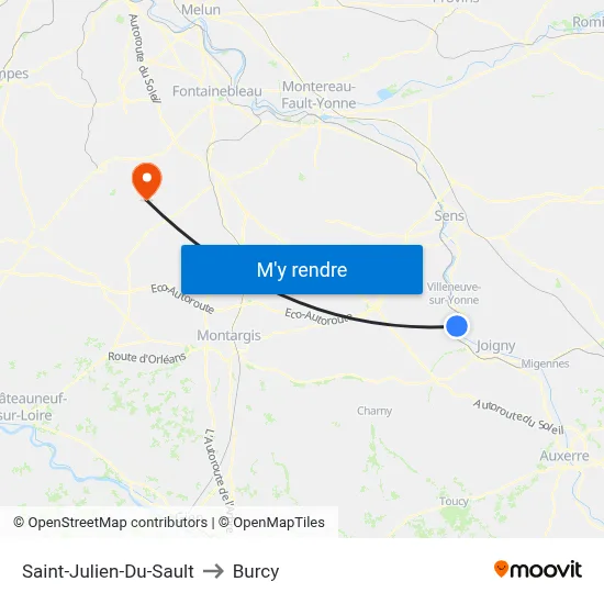 Saint-Julien-Du-Sault to Burcy map