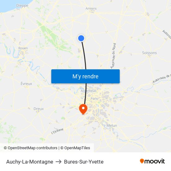 Auchy-La-Montagne to Bures-Sur-Yvette map
