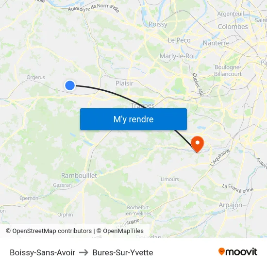 Boissy-Sans-Avoir to Bures-Sur-Yvette map