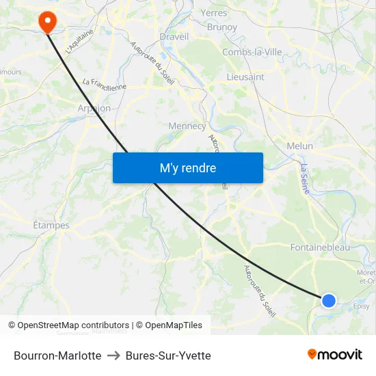 Bourron-Marlotte to Bures-Sur-Yvette map