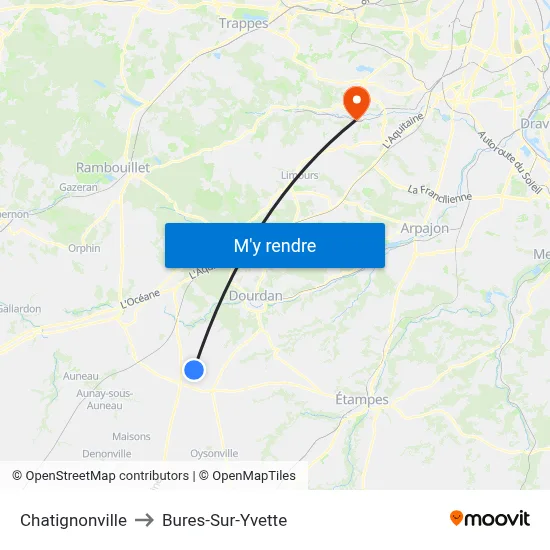 Chatignonville to Bures-Sur-Yvette map