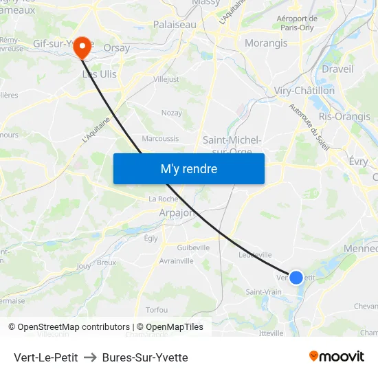 Vert-Le-Petit to Bures-Sur-Yvette map