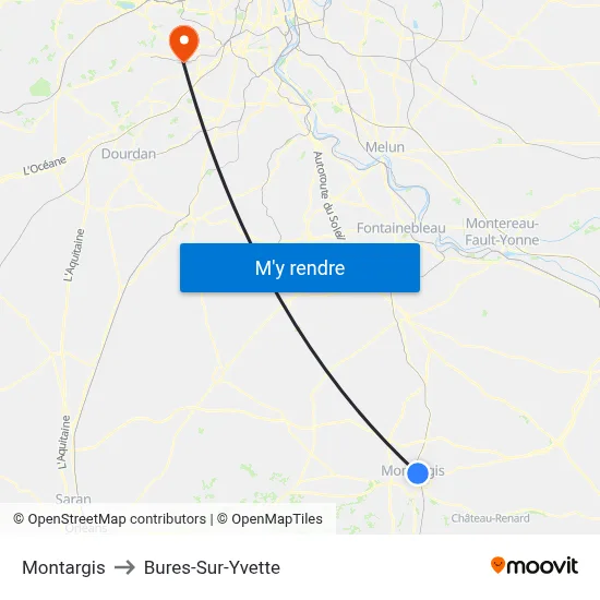 Montargis to Bures-Sur-Yvette map