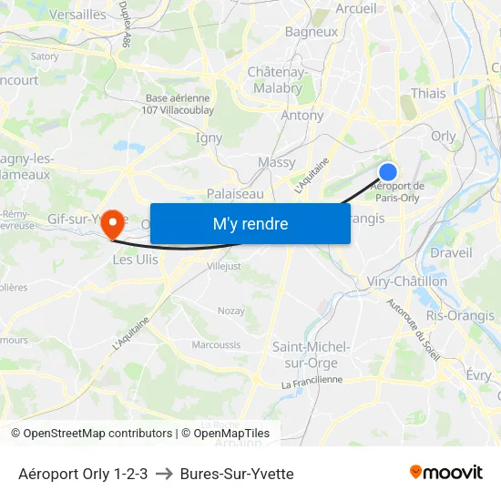 Aéroport D'Orly 1-2-3 - D6 to Bures-Sur-Yvette map