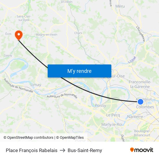 Place François Rabelais to Bus-Saint-Remy map