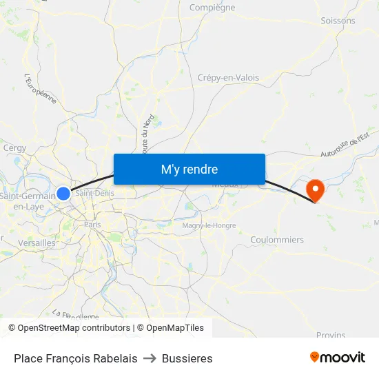 Place François Rabelais to Bussieres map