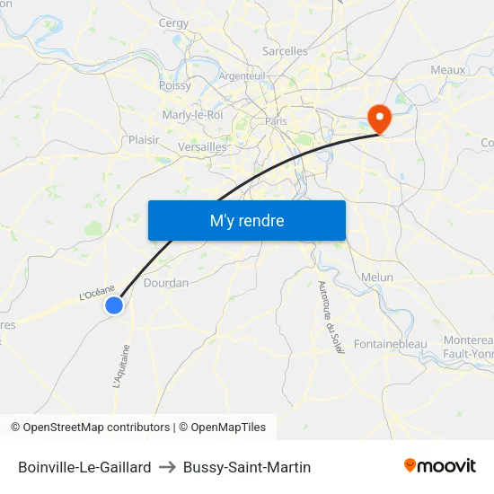 Boinville-Le-Gaillard to Bussy-Saint-Martin map