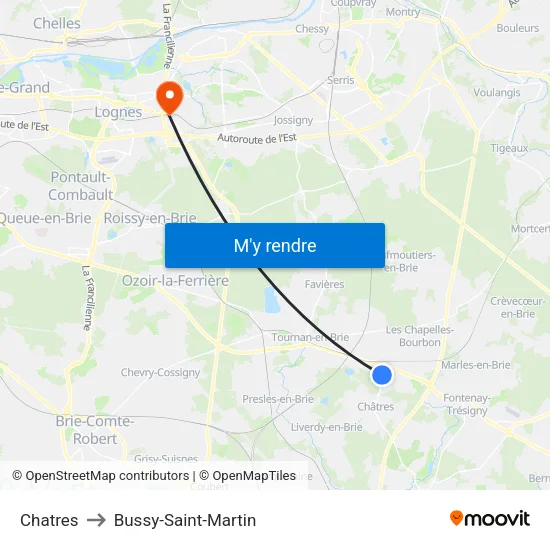 Chatres to Bussy-Saint-Martin map