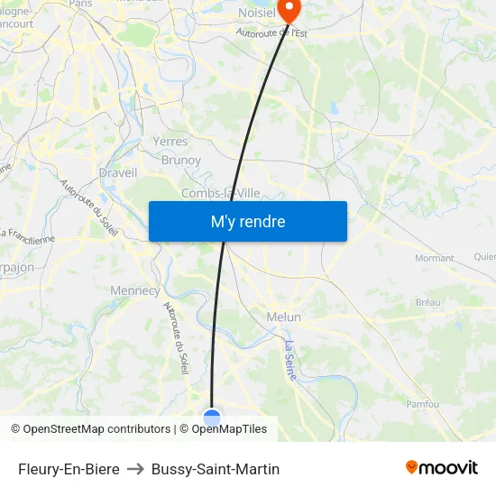 Fleury-En-Biere to Bussy-Saint-Martin map