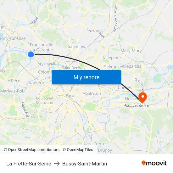 La Frette-Sur-Seine to Bussy-Saint-Martin map