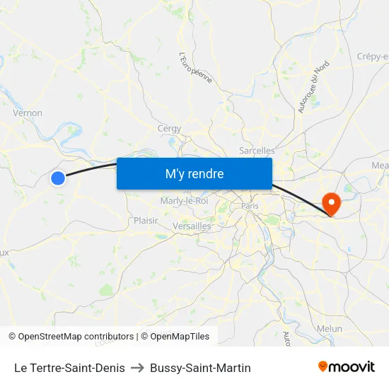 Le Tertre-Saint-Denis to Bussy-Saint-Martin map
