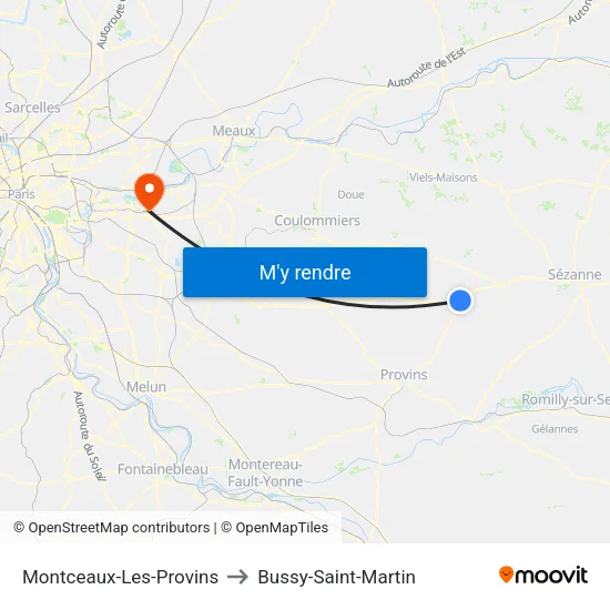 Montceaux-Les-Provins to Bussy-Saint-Martin map