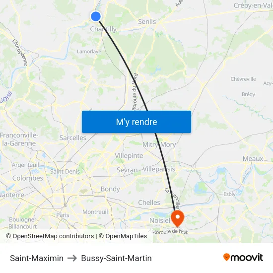 Saint-Maximin to Bussy-Saint-Martin map