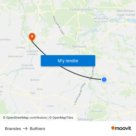 Bransles to Buthiers map