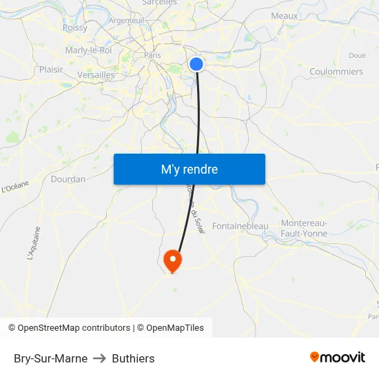 Bry-Sur-Marne to Buthiers map