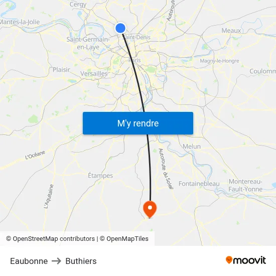 Eaubonne to Buthiers map