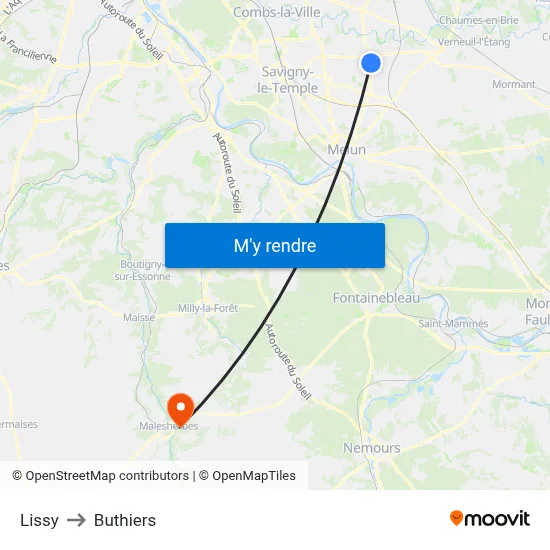 Lissy to Buthiers map