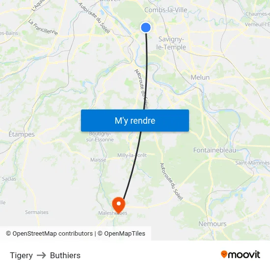 Tigery to Buthiers map