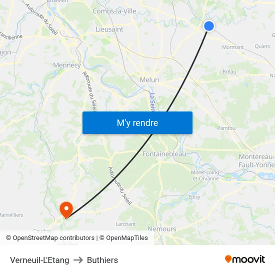 Verneuil-L'Etang to Buthiers map