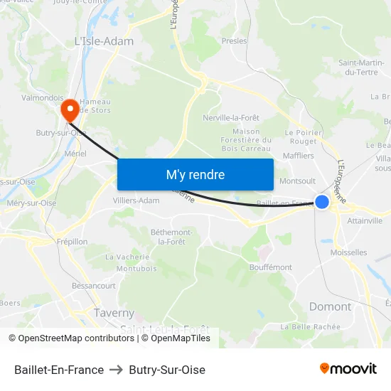 Baillet-En-France to Butry-Sur-Oise map