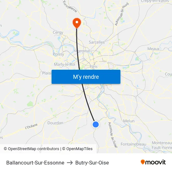 Ballancourt-Sur-Essonne to Butry-Sur-Oise map