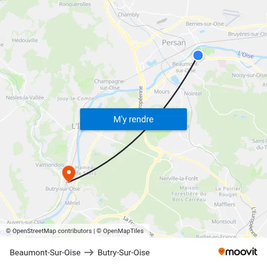 Beaumont-Sur-Oise to Butry-Sur-Oise map