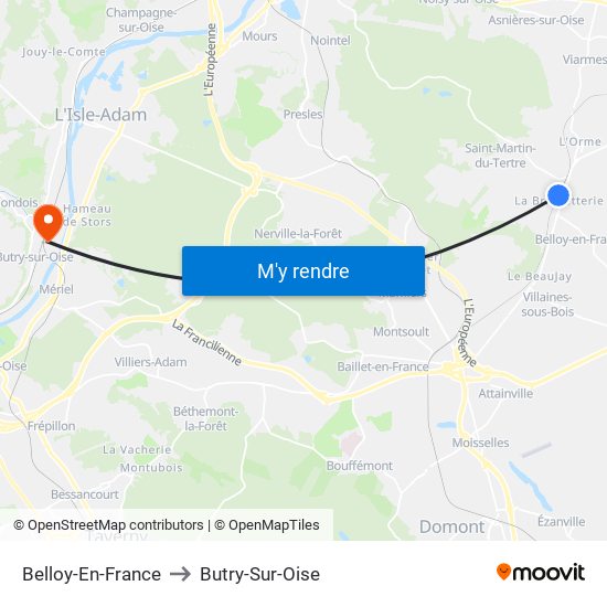 Belloy-En-France to Butry-Sur-Oise map