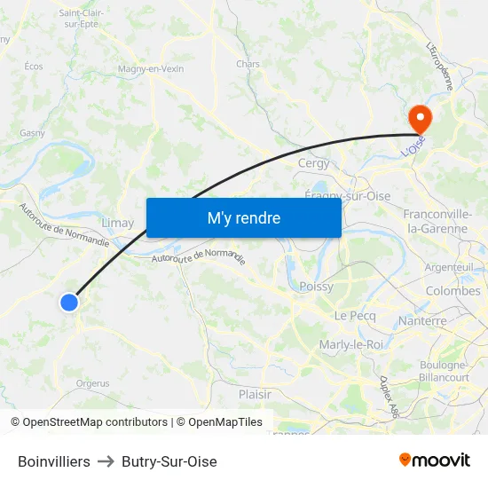 Boinvilliers to Butry-Sur-Oise map