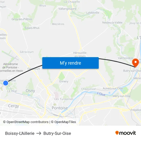 Boissy-L'Aillerie to Butry-Sur-Oise map