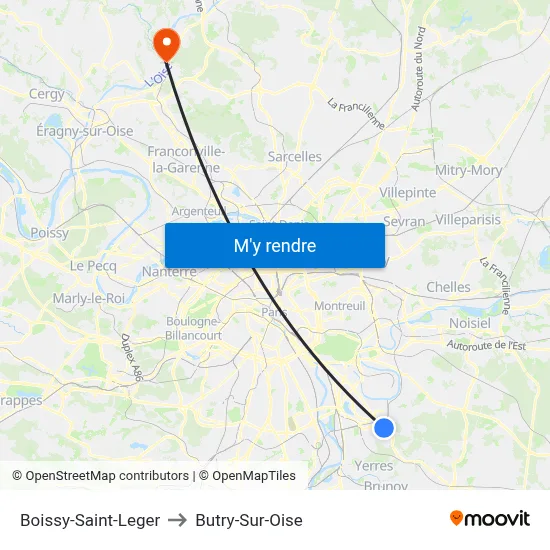 Boissy-Saint-Leger to Butry-Sur-Oise map
