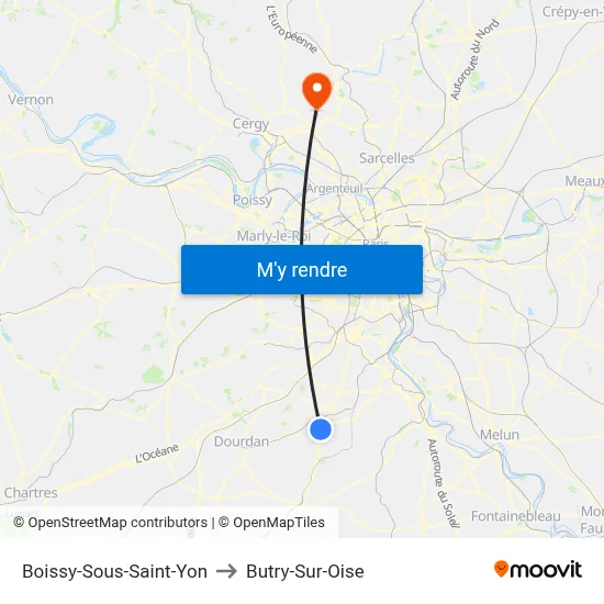 Boissy-Sous-Saint-Yon to Butry-Sur-Oise map