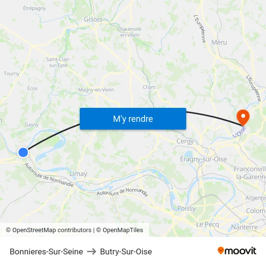 Bonnieres-Sur-Seine to Butry-Sur-Oise map