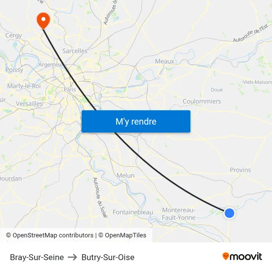 Bray-Sur-Seine to Butry-Sur-Oise map