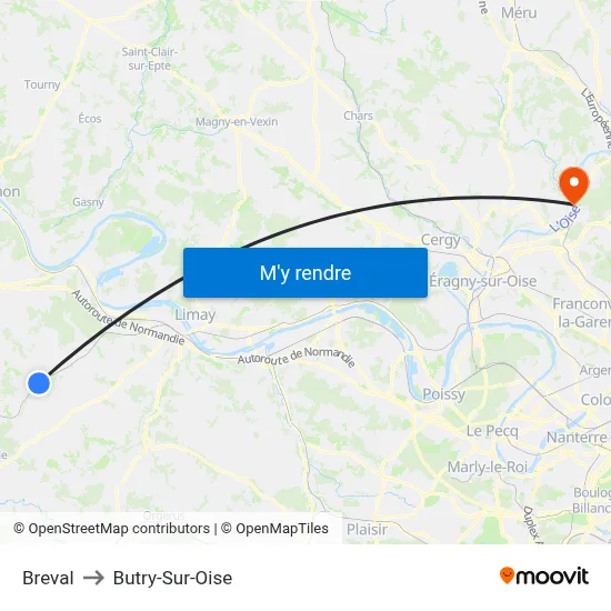 Breval to Butry-Sur-Oise map