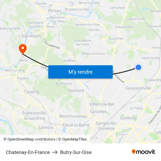 Chatenay-En-France to Butry-Sur-Oise map