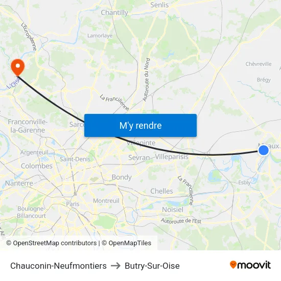 Chauconin-Neufmontiers to Butry-Sur-Oise map