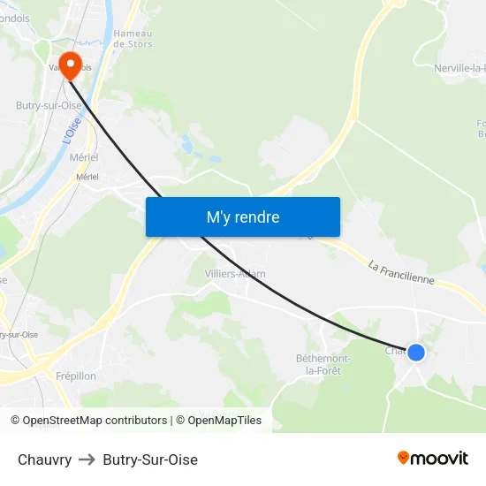 Chauvry to Butry-Sur-Oise map